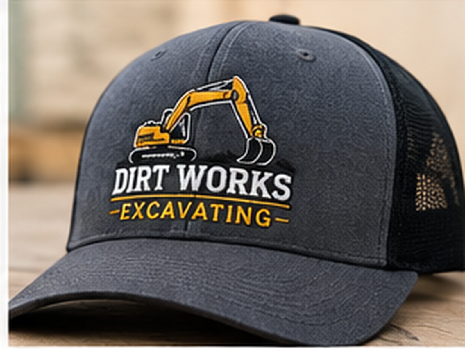 Embroidered hat sample: Dirt Works