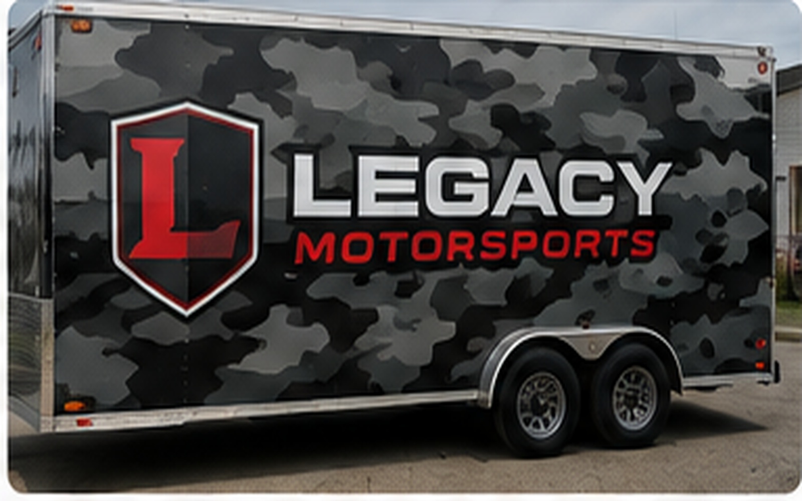 Vinyl graphics sample: Motorsports Trailer