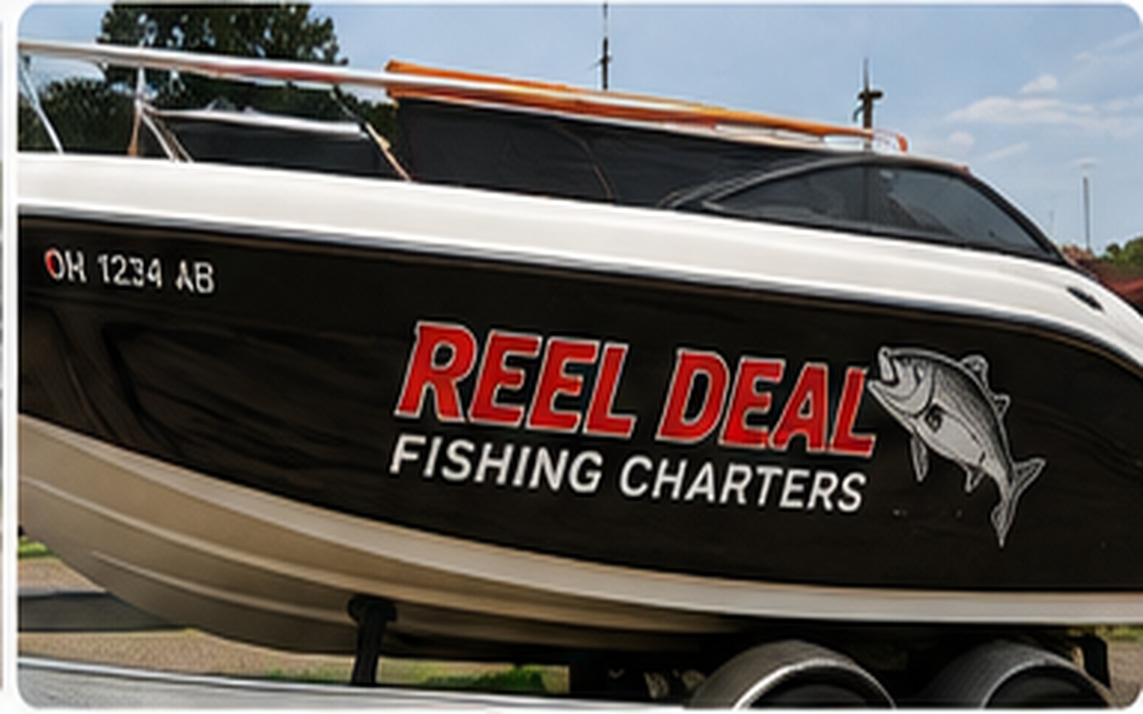 Vinyl graphics sample: Fishing Boat Lettering