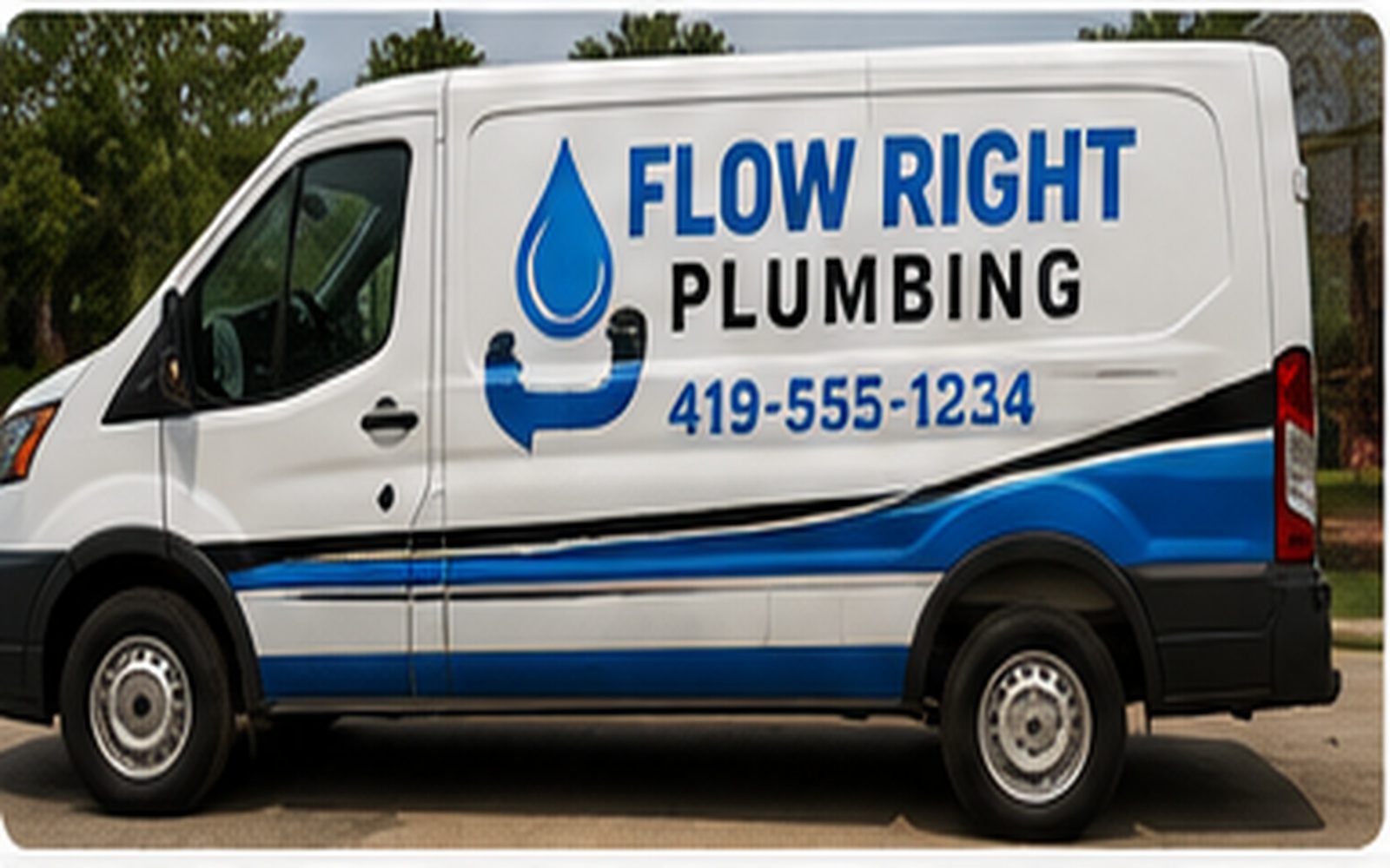 Vinyl graphics sample: Plumbing Van Graphics