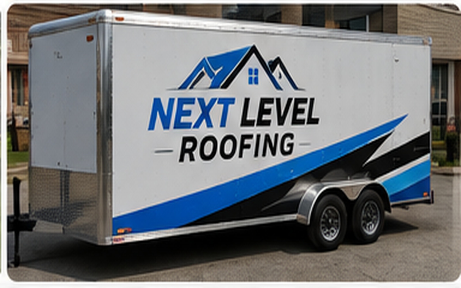 Vinyl graphics sample: Roofing Trailer Graphics
